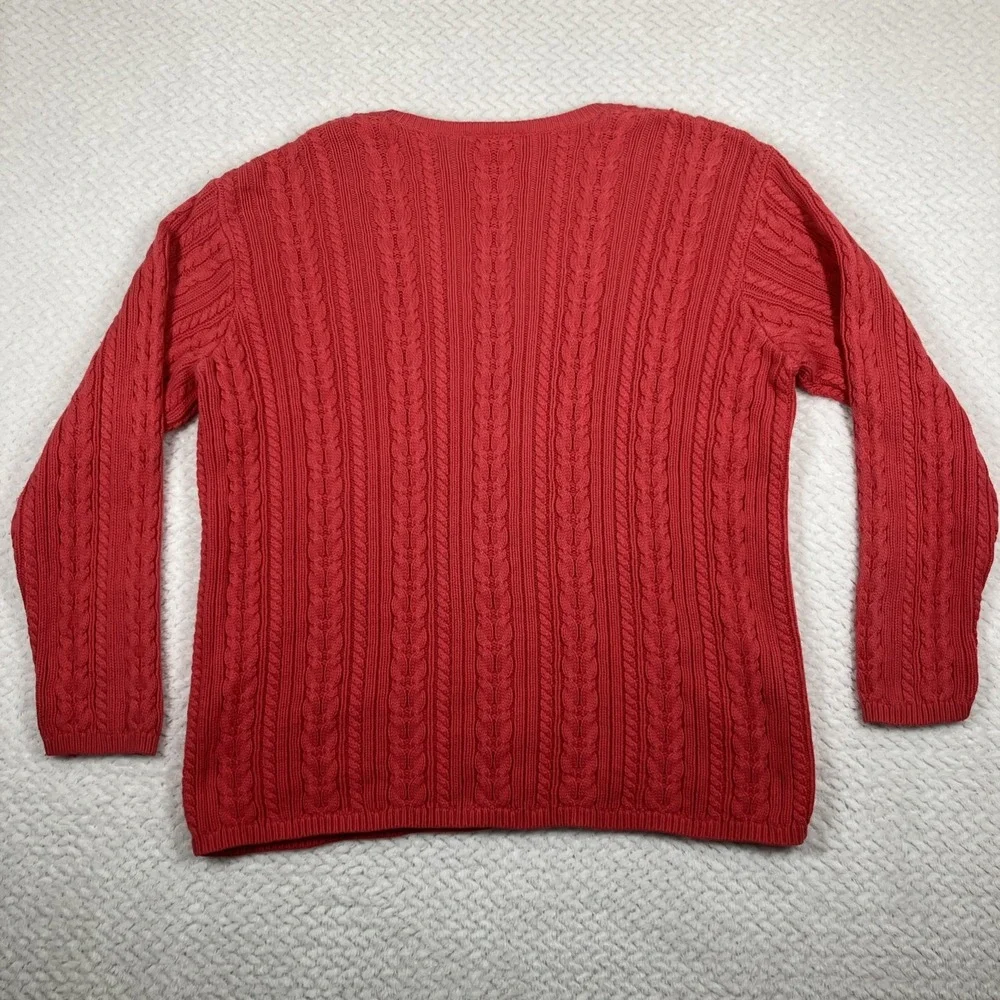 Vtg Talbots Pink Cable Knit Sweater‎ Cardigan Button Up Women's Size M